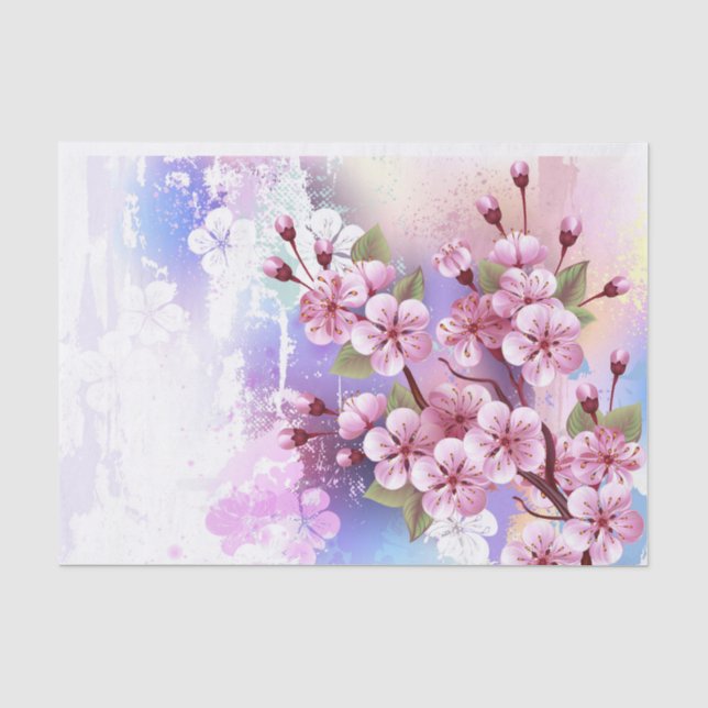 Papier Mousseline Sakura rose sur la peinture Arrière - plan (Recto)