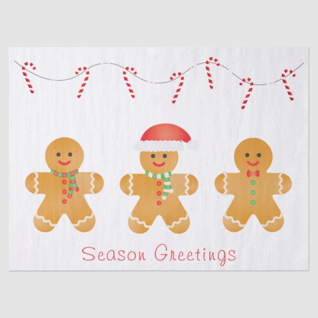 Papier Mousseline Salutations de saison Gingerbread Hommes (Recto)