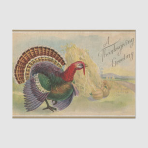Papier Mousseline Salutations vintage de Thanksgiving Dinde Rustique
