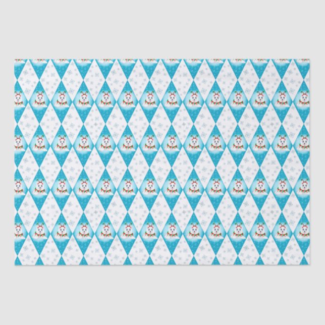 Papier Mousseline Samoyed Winter Holiday Diamond Motif (Recto)