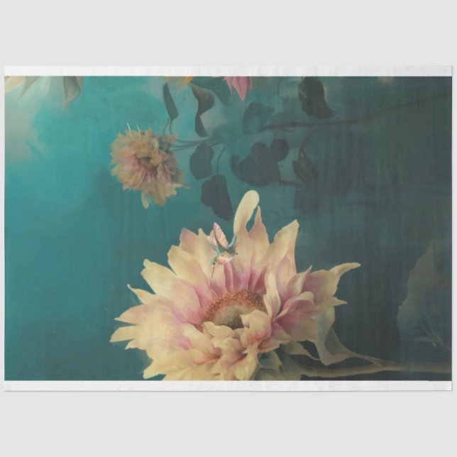 Papier Mousseline Sanctuaire de tournesol Colibri & Floral (Recto)
