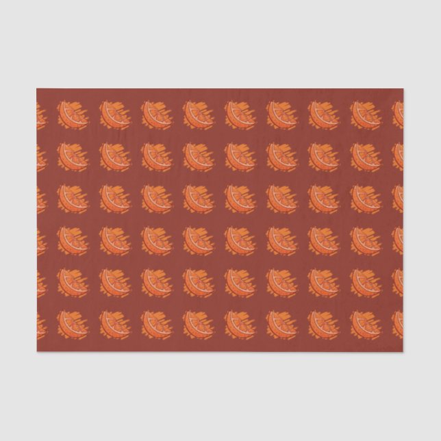 Papier Mousseline Sang Motif de fruits orange (Recto)