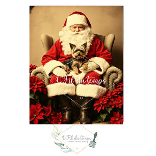 Papier Mousseline Santa and his friend the Yorkshire- Découpage pape
