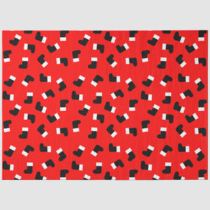 Papier Mousseline Santa Claus Bottes Noël Motif de Noël Rouge