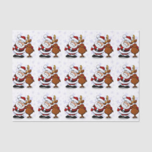 PAPIER MOUSSELINE SANTA CLAUS ET RUDOLPH