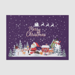 Papier Mousseline Santa Claus, Snowman Merry Christmas Holiday