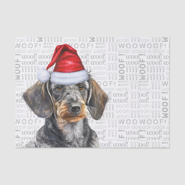 Papier Mousseline Santa Wire Hair Dachshund Dog Festive Holiday (Recto)