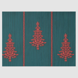 Papier Mousseline Sapins de Noël en cristal sarcelle et rouge