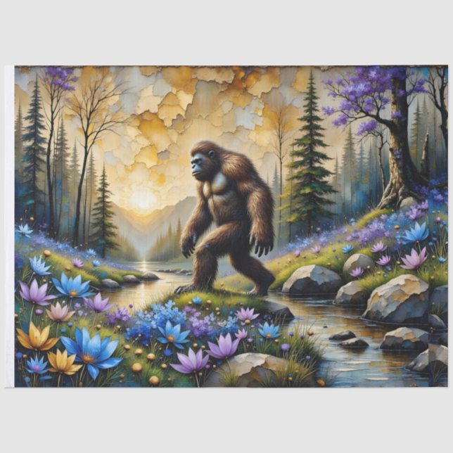 Papier Mousseline  Sasquatch in Floral Mountain valley (Recto)