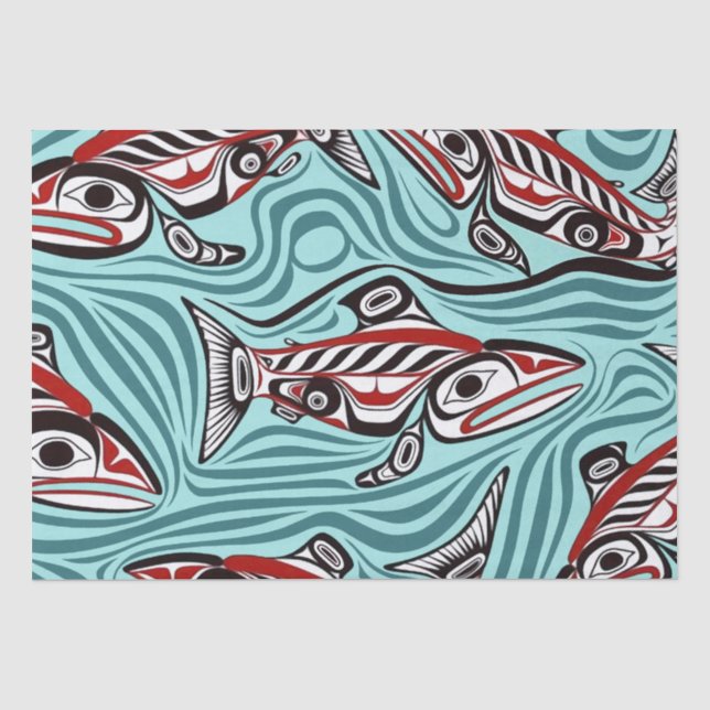 Papier Mousseline Saumon Haida Art Spirit Pacific Northwest Native (Recto)