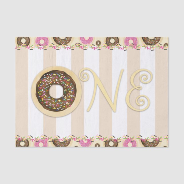Papier Mousseline Saupoudrer de crème Brown Donuts UN 1er anniversai (Recto)