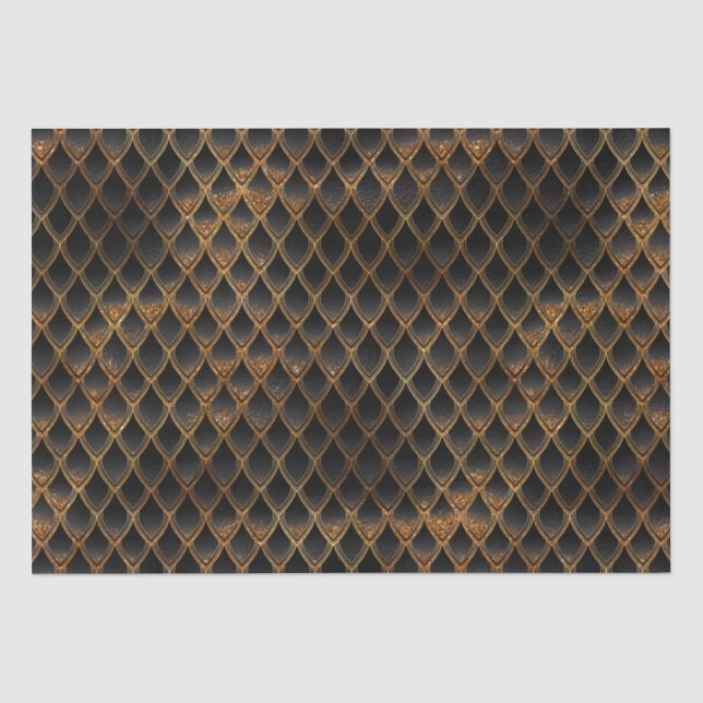 Papier Mousseline Scales de dragon noir et or (Recto)