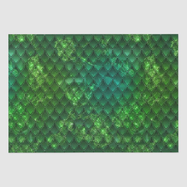 Papier Mousseline Scales de dragon vert foncé (Recto)