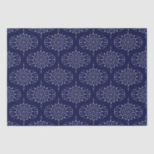 Papier Mousseline Scandinave Ditsy Winter Navy & Gold Retro Ogee