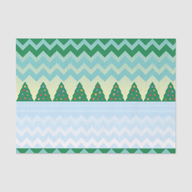 Papier Mousseline Scène Chevron Arbre de Noël (Recto)