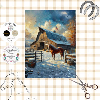 Papier Mousseline Scène de ferme équestre Americana rustique
