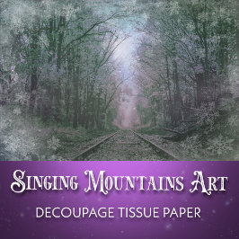 Papier Mousseline Scène de forêt hivernale magique en découpage
