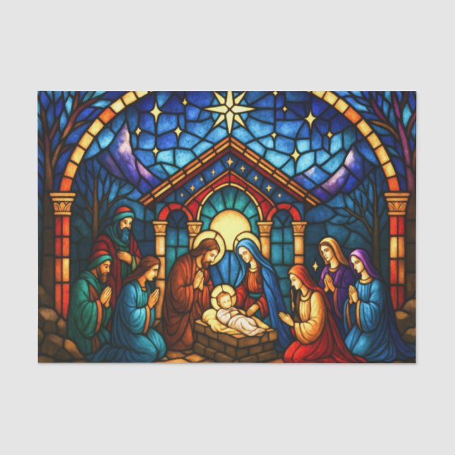 Papier Mousseline Scène de la crèche en verre (Recto)