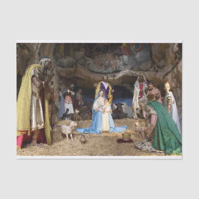 Papier Mousseline Scène de la Nativité de Noël antique (Recto)