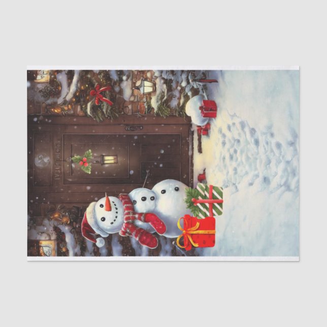 Papier Mousseline Scène de Noël de Snowman (Recto)