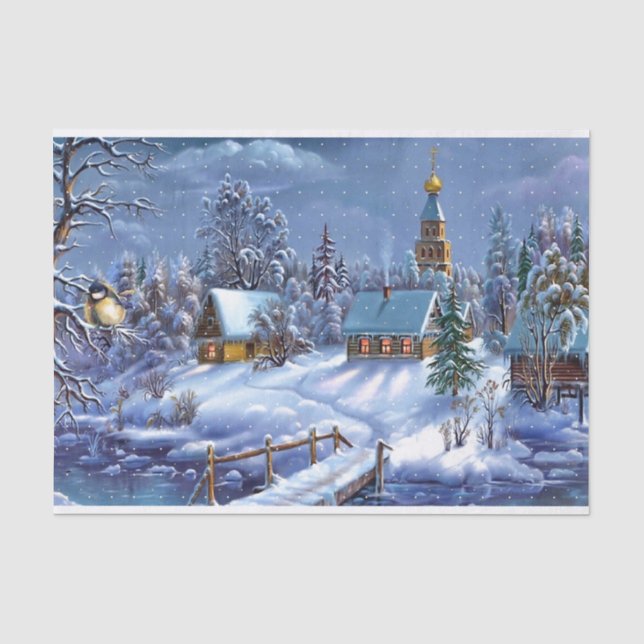 Papier Mousseline Scène d'hiver (Recto)