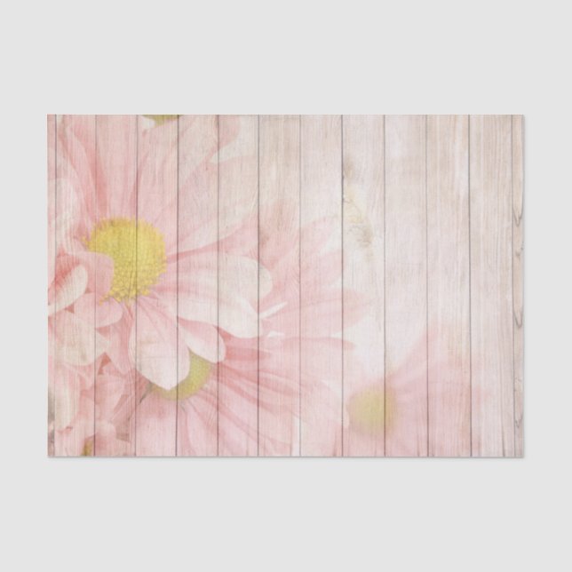 Papier Mousseline Scène florale rose (Recto)