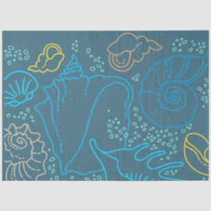 Papier Mousseline Scène sous-marine Découpage des coquilles de mer