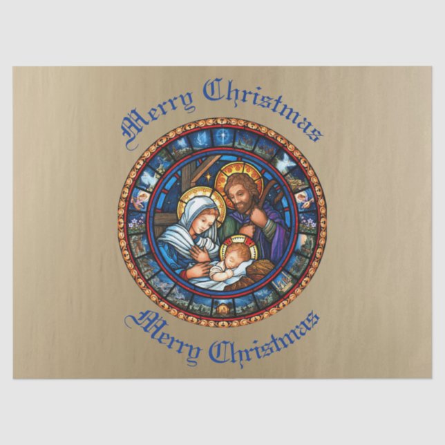 Papier Mousseline Scène traditionnelle de la Nativité de Noël (Recto)