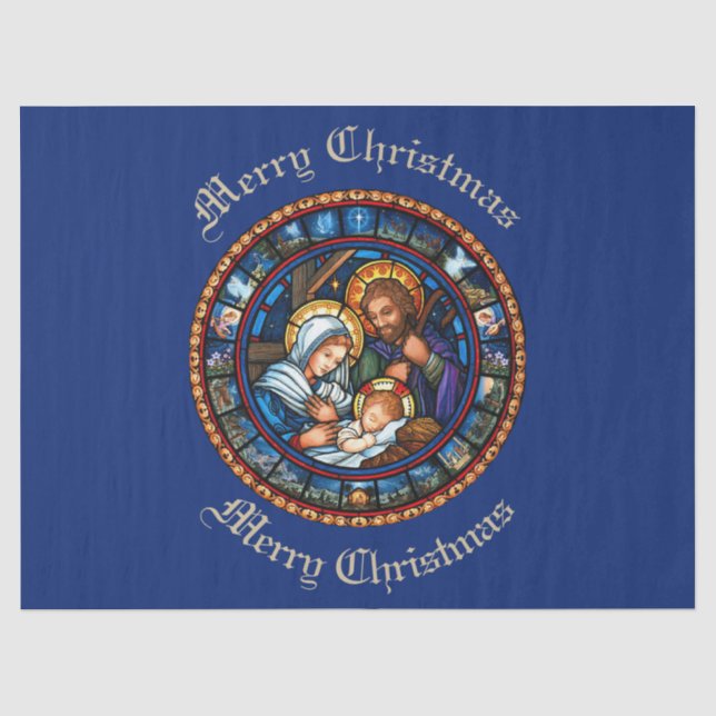 Papier Mousseline Scène traditionnelle de la Nativité de Noël (Recto)