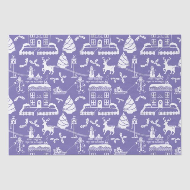 Papier Mousseline Scène traditionnelle de Noël personnalisée (Recto)