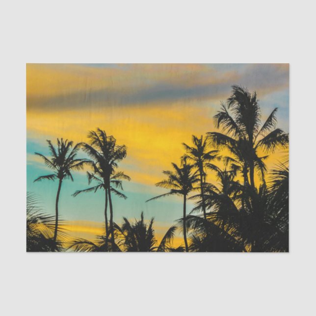 Papier Mousseline Scène tropicale au temps de coucher du soleil (Recto)