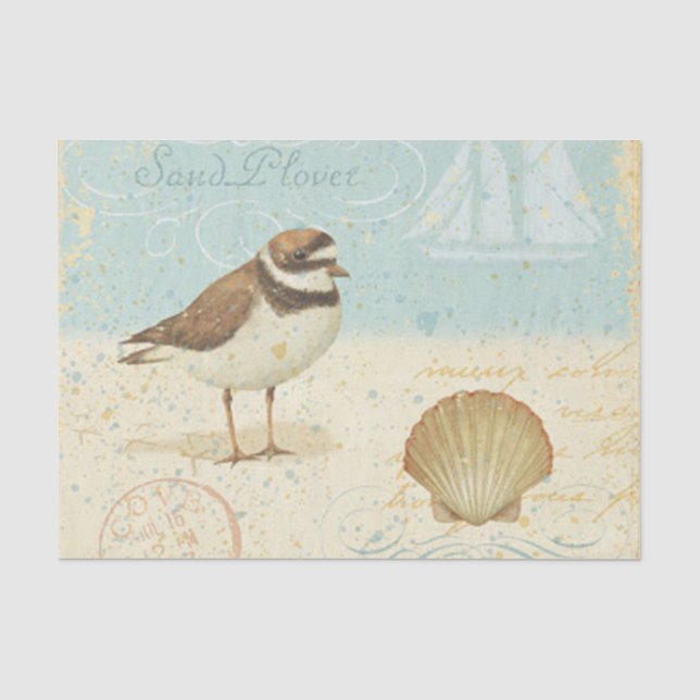 Papier Mousseline Scène vintage de plage (Recto)