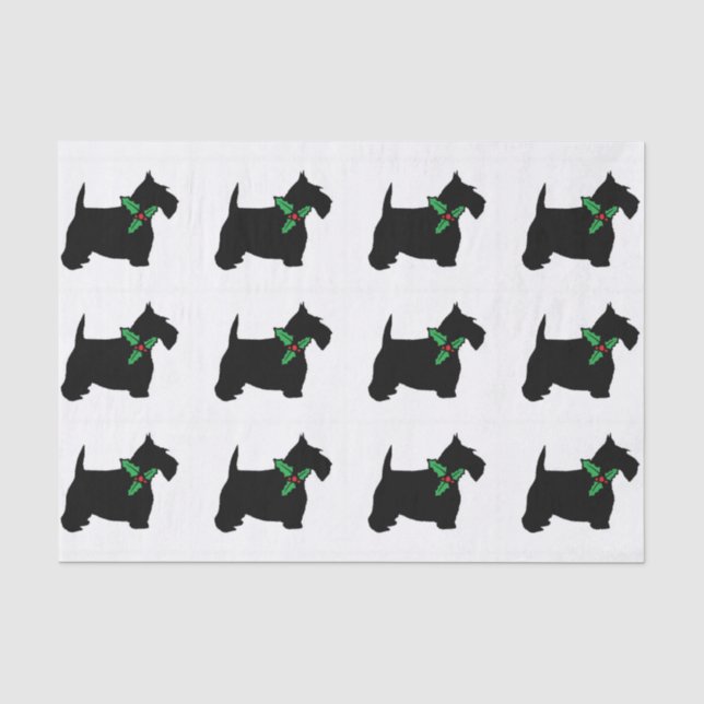Papier Mousseline Scottie et houx (Recto)