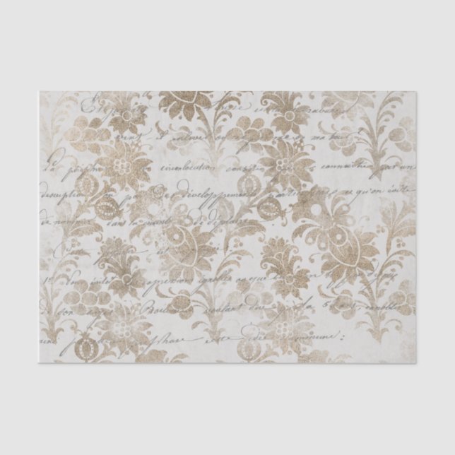 Papier Mousseline Script Damask Or antique (Recto)