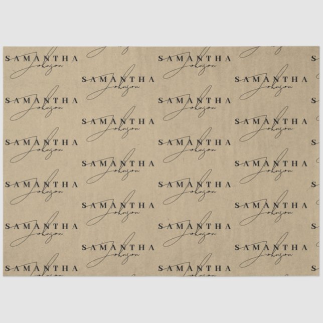 Papier Mousseline Script de signature Brown Rustique Kraft (Recto)
