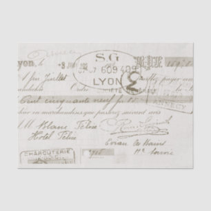 Papier Mousseline Script français Vintage de la facture Lyon