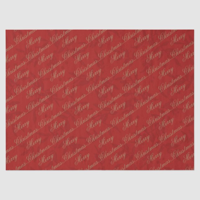 Papier Mousseline Script Gold Crimson "Joyeux Noël" (Recto)