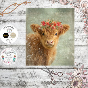 Papier Mousseline Script manuscrit de Decoupage Highland Calf Winter