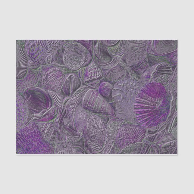 Papier Mousseline Sea Shells Ocean Beach Gris violet Métal (Recto)