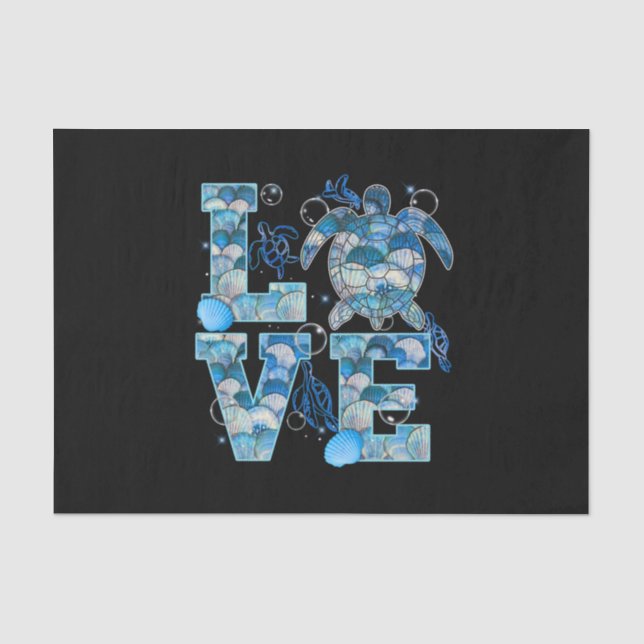 Papier Mousseline Sea Turtle Love Shirt Ocean Beach Animal Lovers (Recto)