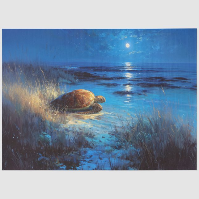 Papier Mousseline Sea Turtle Moonlit Journey to the Sea (Recto)