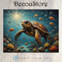 Papier Mousseline Sea Turtle Underwater Decoupage