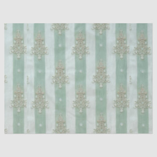 Papier Mousseline Seafoam Stiped Velvet-Look Diamond Trees