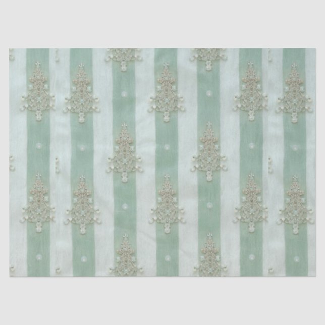 Papier Mousseline Seafoam Stiped Velvet-Look Diamond Trees (Recto)