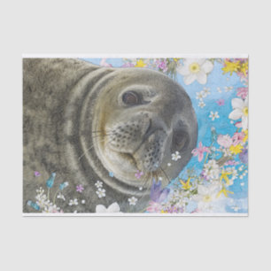 Papier Mousseline Sealion de conte de Fairytale dans l'océan des fle