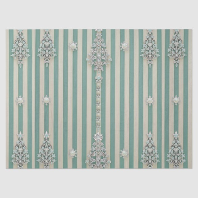 Papier Mousseline Seaoam Striped Crystal Trees (Recto)