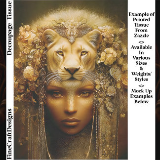 Papier Mousseline Sekhmet Lioness Goddess Portrait EW1Z Decoupage