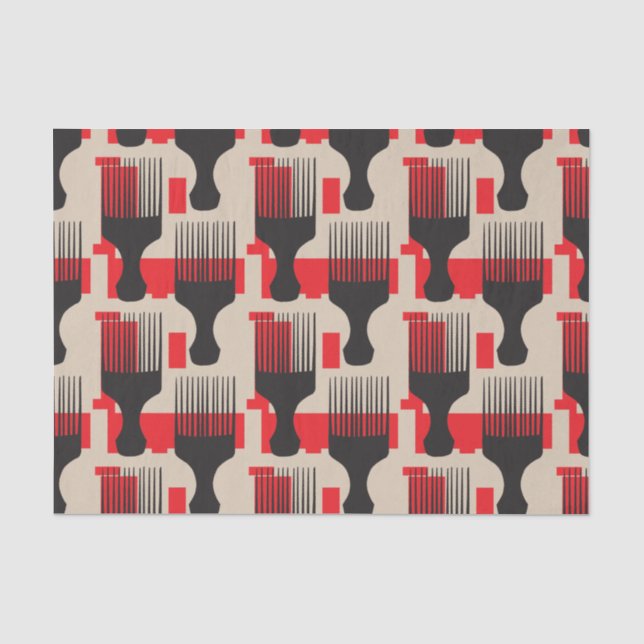 Papier Mousseline Sélection rouge d'Afro de peigne de cheveux noirs (Recto)