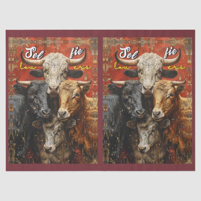 Papier Mousseline Selfie Lovers Vaches (Recto)