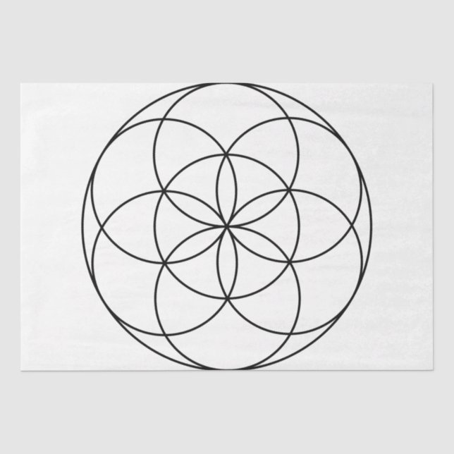 Papier Mousseline Semence de vie Géométrie sacrée noir et blanc (Recto)
